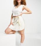 Reclaimed Vintage Inspired Wrap Around Mini Skirt With Tie Detail Set In Buttermilk-white