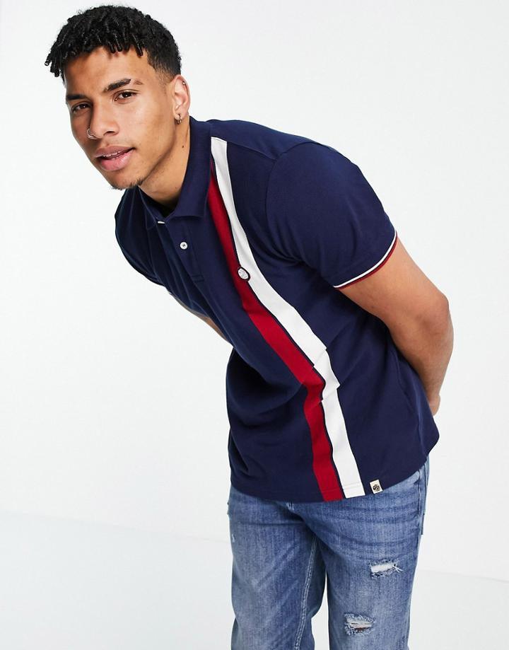 Pretty Green Rourke Pique Polo Shirt In Navy