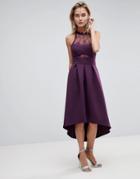 Asos Halter Lace Top Dip Back Prom Dress - Purple