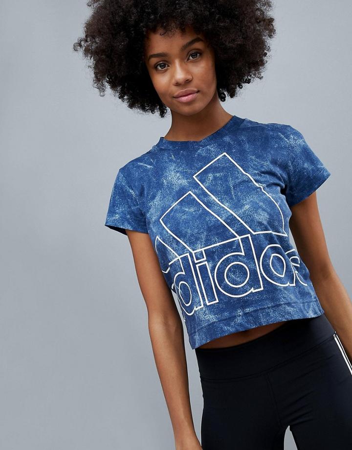 Adidas Tie Dye Slim Tee In Blue - Blue
