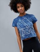 Adidas Tie Dye Slim Tee In Blue - Blue