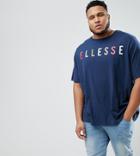 Ellesse Plus Oversized T-shirt With Large Chest Logo In Navy - Navy