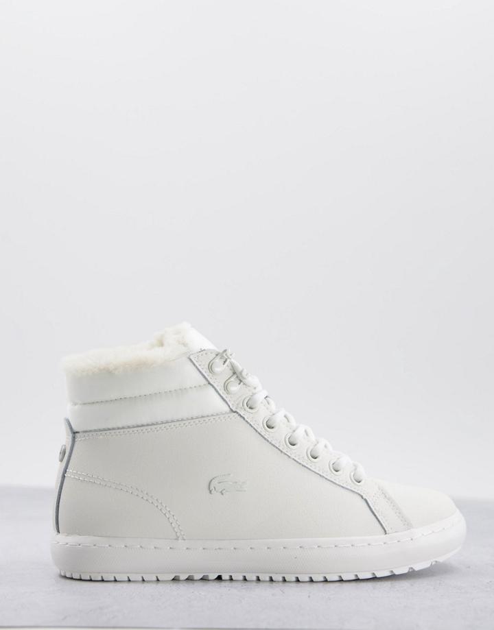 Lacoste Straightset High Top Sneakers In Off White