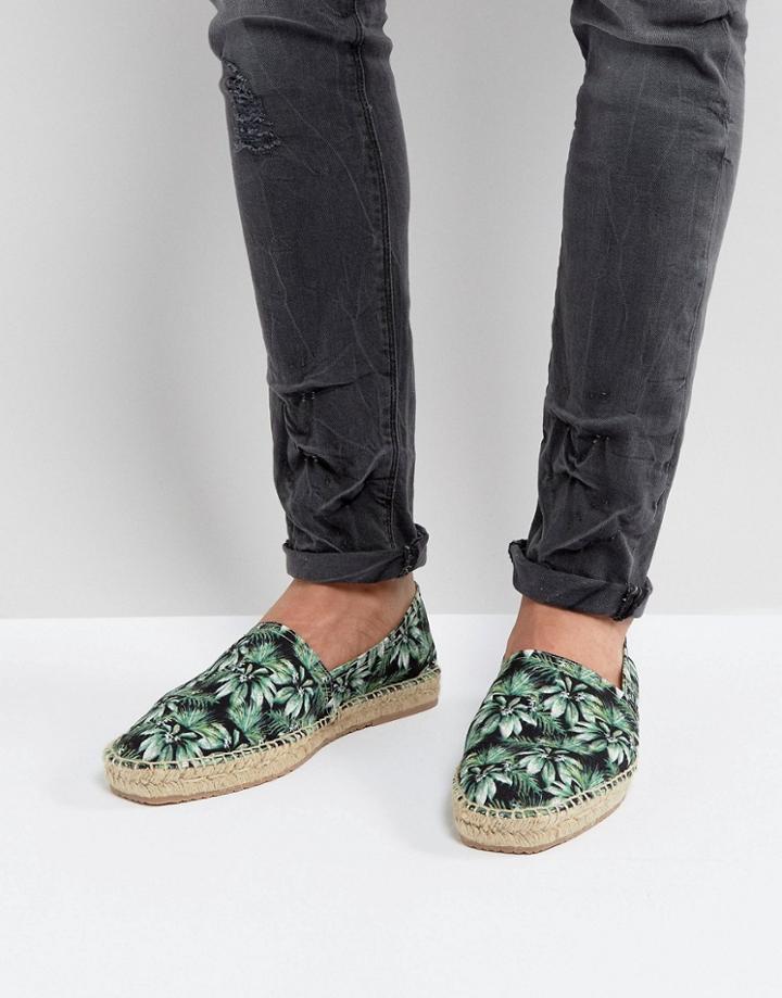 Hudson London Exclusive For Asos Tropical Print Espadrilles - Navy