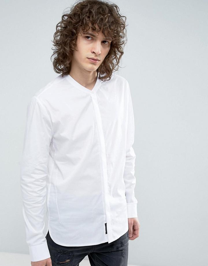 Religion Skinny Smart Grandad Shirt - White