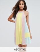 Asos Tall Pleated Color Block Trapeze Mini Dress - Multi