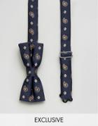 Reclaimed Vintage Inspired Paisley Bow Tie In Navy - Navy