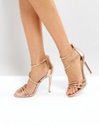 Office Harness Heeled Sandals - Gold