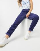Kickers High Waist Slim Leg Pants In Corduroy-navy