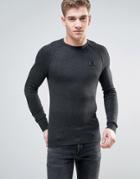 Born Rich Knitted Sweater With Ribbed Collar - Black
