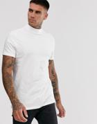 Asos Design Organic T-shirt With Turtleneck In White - White