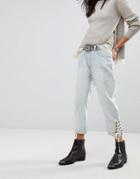 One Teaspoon Eagles Boyfriend Jeans With Lace Up Ankle - Blue