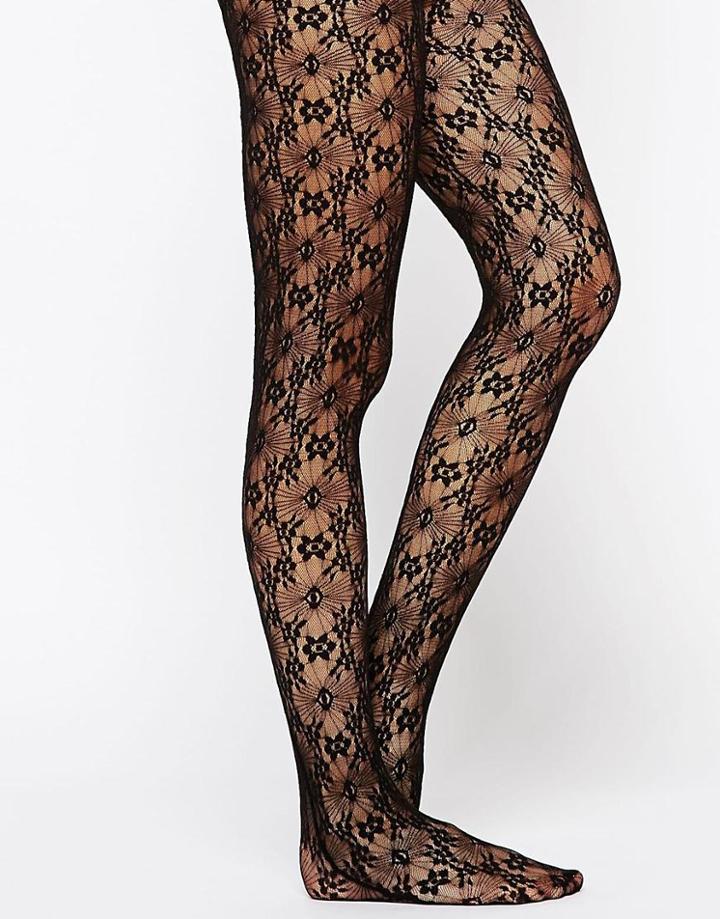 Gipsy Gothic Cut And Sew Lace Tights - Black