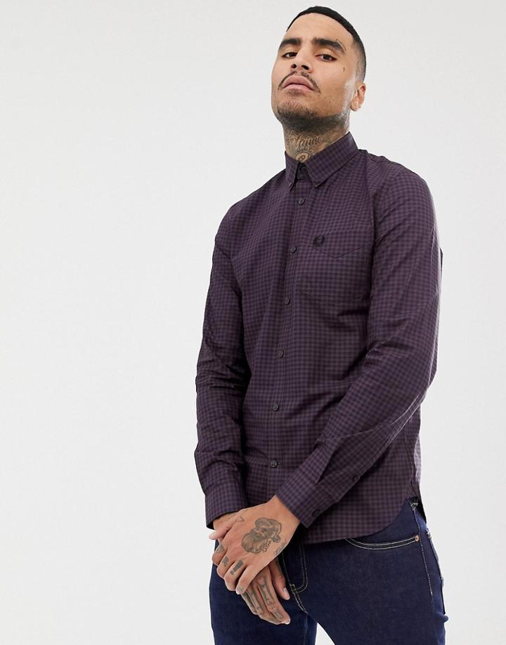 Fred Perry Classic Gingham Shirt In Burgundy - Red