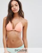 South Beach Pastel Mix And Match Padded Triangle Bikini Top - Orange
