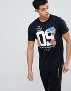 Boohooman T-shirt With Badge Print In Black - Black