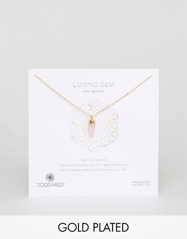 Dogeared Gold Plated Rose Quartz Loving Gem Reminder Necklace - Gold