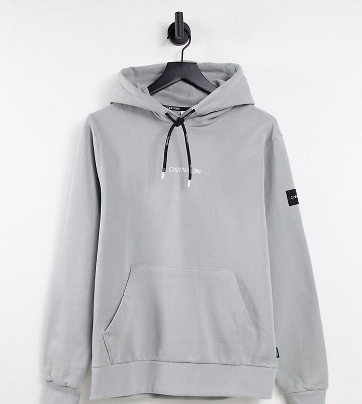 Calvin Klein Asos Exclusive Reverse Chest Logo Hoodie In Gray