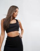 Missguided Londunn Square Neck Ribbed Crop Top - Black