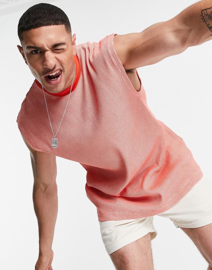 Asos Design Oversized Tank In Orange Texture