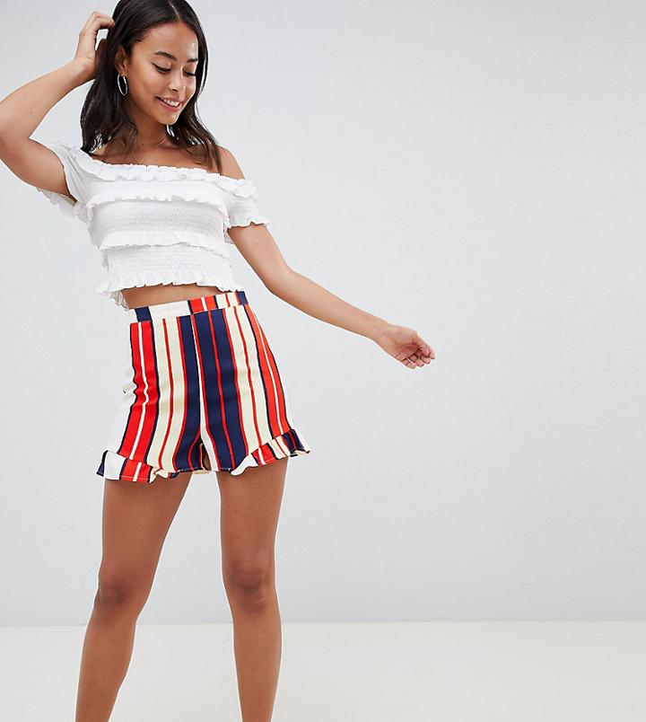 Parisian Tall Stripe Frill Hem Shorts - Multi