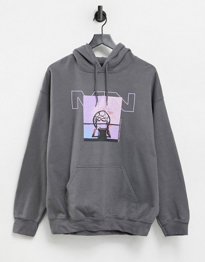 Mennace Oversized Hoodie In Charcoal-grey