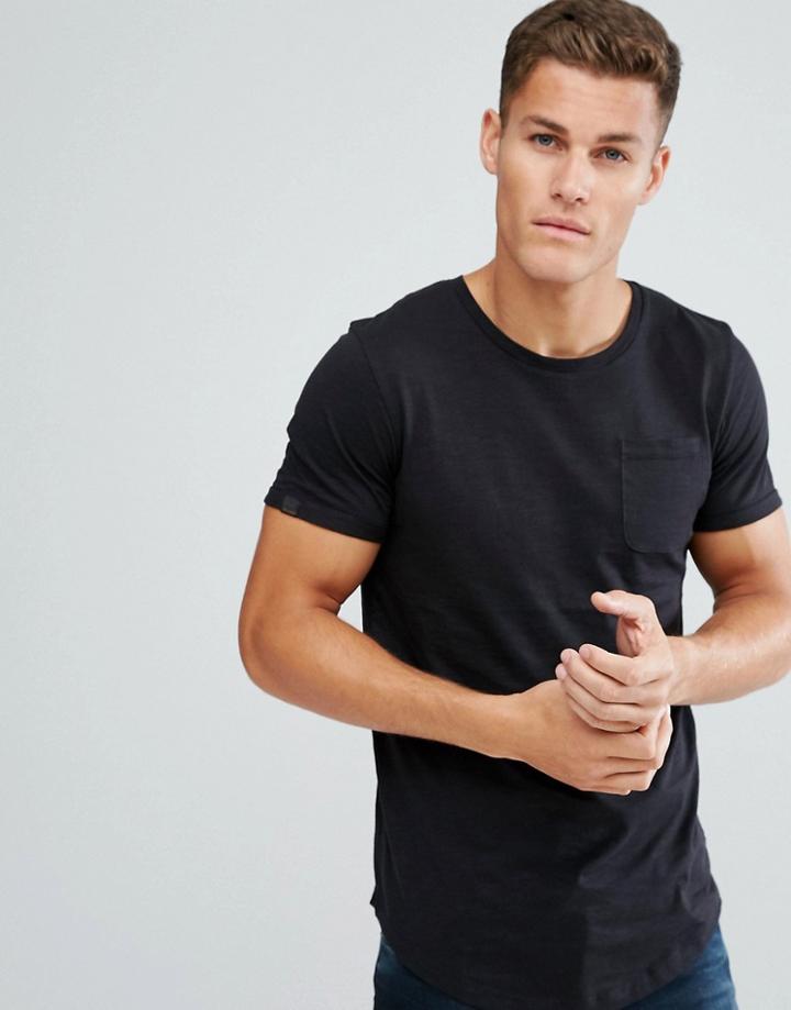 Produkt Longline T-shirt In Slub Cotton - Black