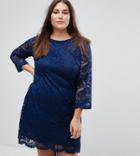 Rage Plus 3/4 Sleeve Lace Shift Dress - Navy