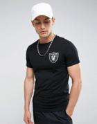 Majestic Longline Raiders T-shirt In Muscle Fit Exclusive To Asos - Black