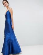 Minuet Fishtail Maxi Dress With Cut Out Detail-navy