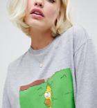 The Simpsons X Asos Design T-shirt With Homer Print - Gray