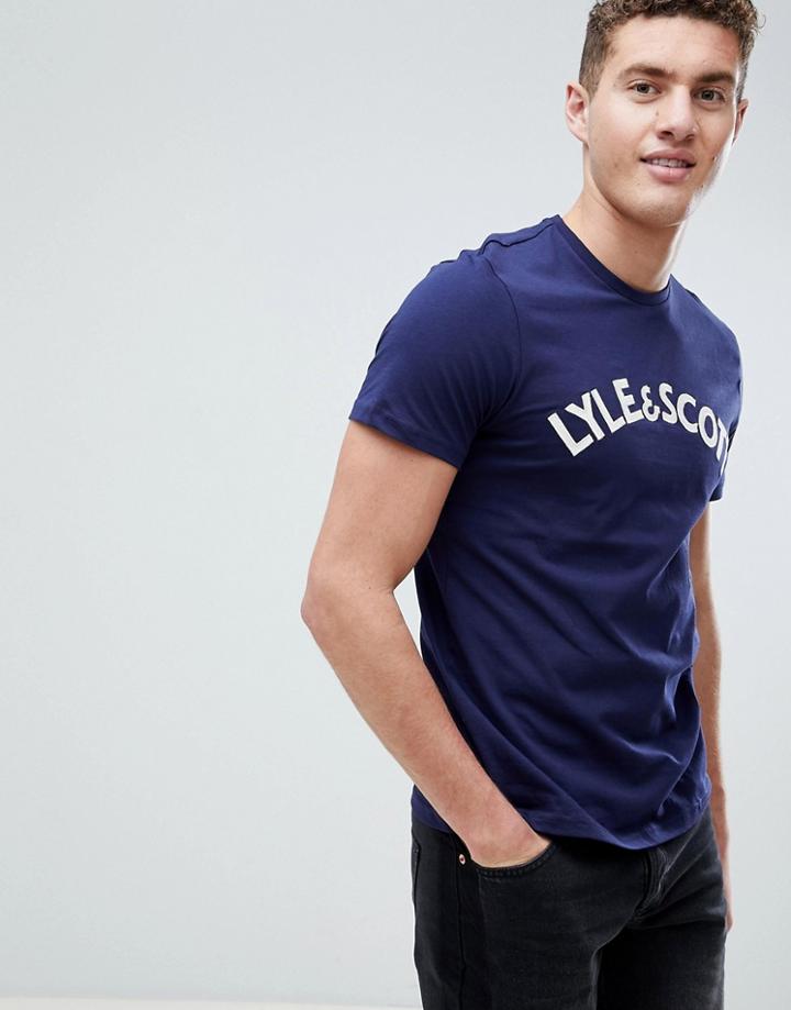 Lyle & Scott Embroidered Logo T-shirt In Navy - Navy