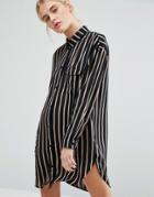 Monki Stripe Shirt Dress - Black