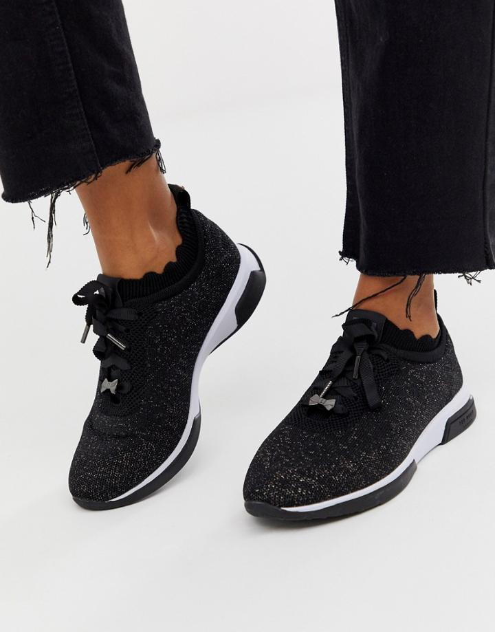Ted Baker Black Sparkle Knit Sneakers - Black