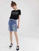 Blend She Pearce Distressed Denim Skirt-blue