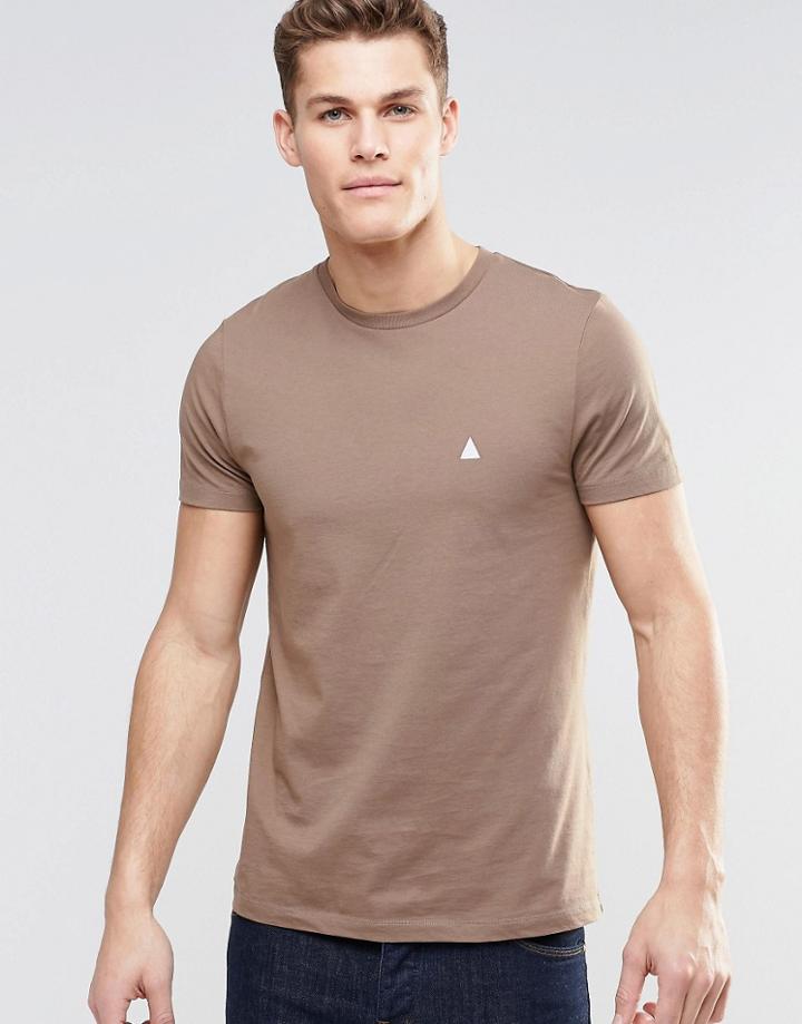 Asos T-shirt With Crew Neck And Logo In Brown - Coco Brown