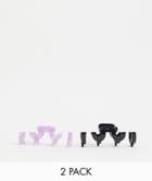 Asos Design 2 Pack Hair Claws In Black And Pink-multi