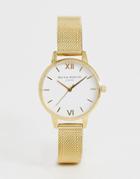 Olivia Burton Ob16mdw35 Rose Gold Mesh Watch - Gold