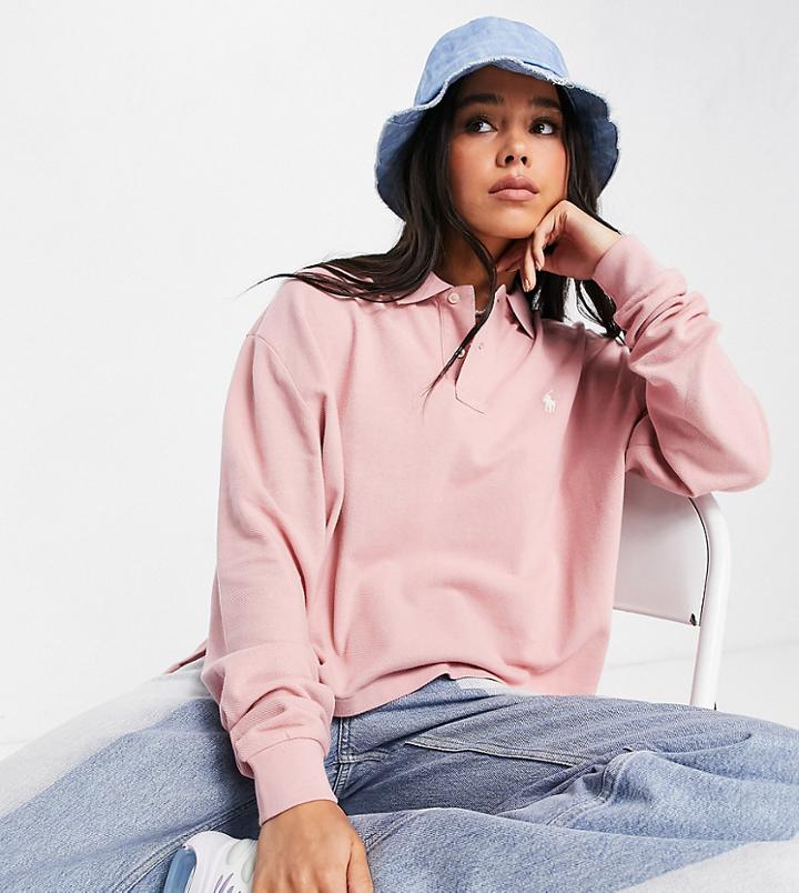 Polo Ralph Lauren X Asos Exclusive Collab Cropped Polo Shirt In Pink