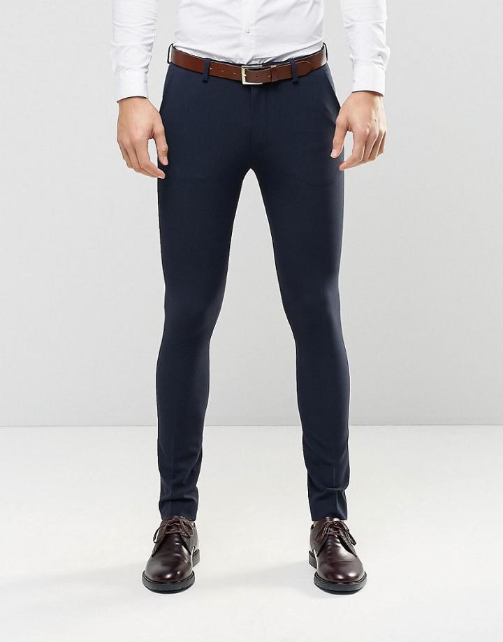 Asos Super Skinny Fit Suit Pants In Navy - Navy