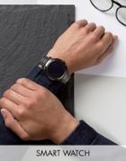 Fossil Q Founder Bracelet Smart Watch In Black/silver - Black