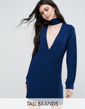 Re: Dream Tall Plunge Neck Tunic Dress With Collar - Navy