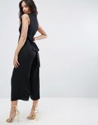 Asos Jumpsuit With Wrap Front And Tie Back - Black