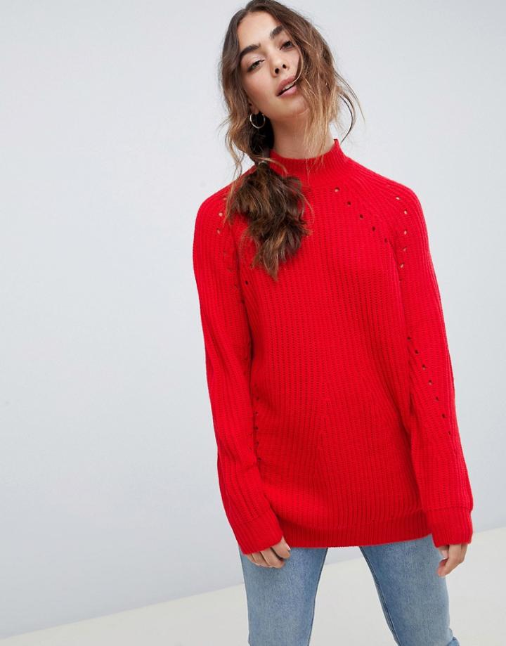 Vero Moda Knitted High Neck Sweater - Red