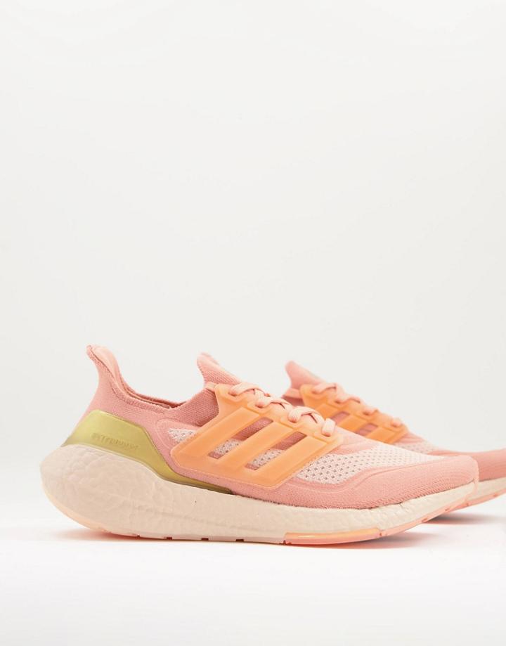 Adidas Ultraboost 21 Sneakers In Peach-orange