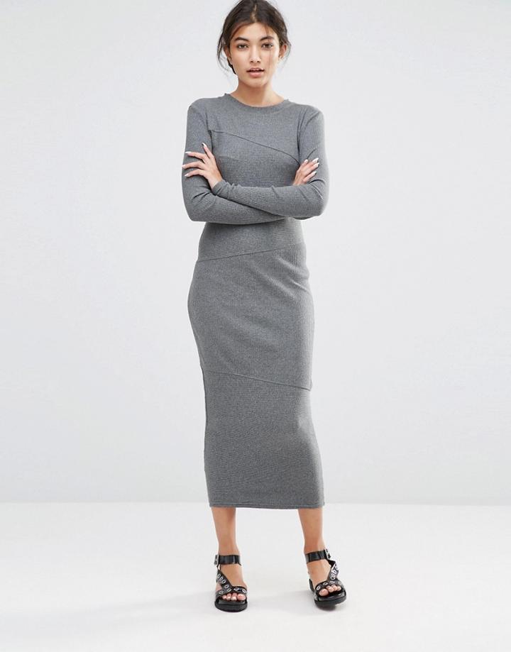 Cheap Monday Repeal Midi Dress - Dark Gray Melange