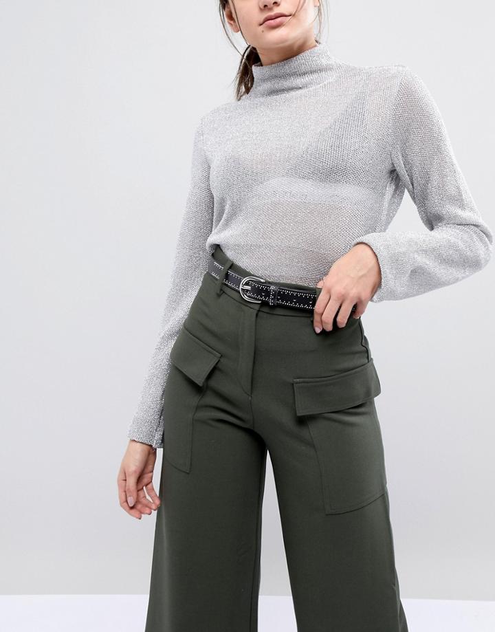 Pieces Leather Studded Jeans Belt - Black