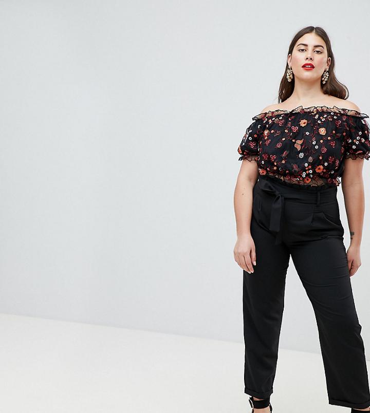 Boohoo Plus Premium Paperbag Waist Tailored Pants - Black