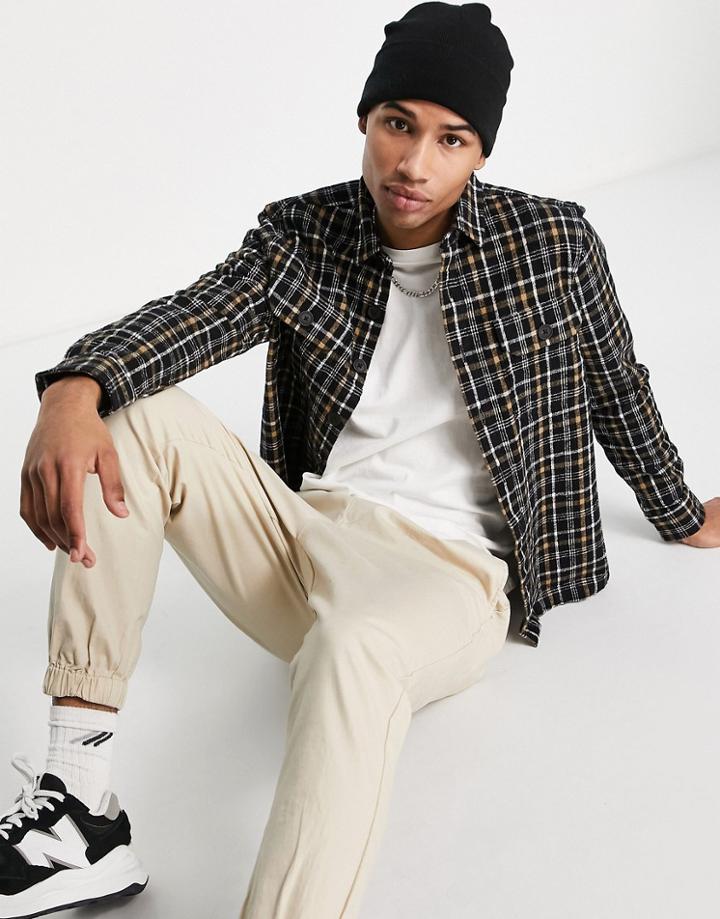 New Look Check Shirt In Black