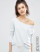 Asos Tall Lounge Jersey Off The Shoulder Sweatshirt - Blue